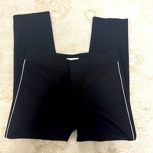 NWOT Calvin Klein Black cropped ankle pants wiry white stripe. Size 8